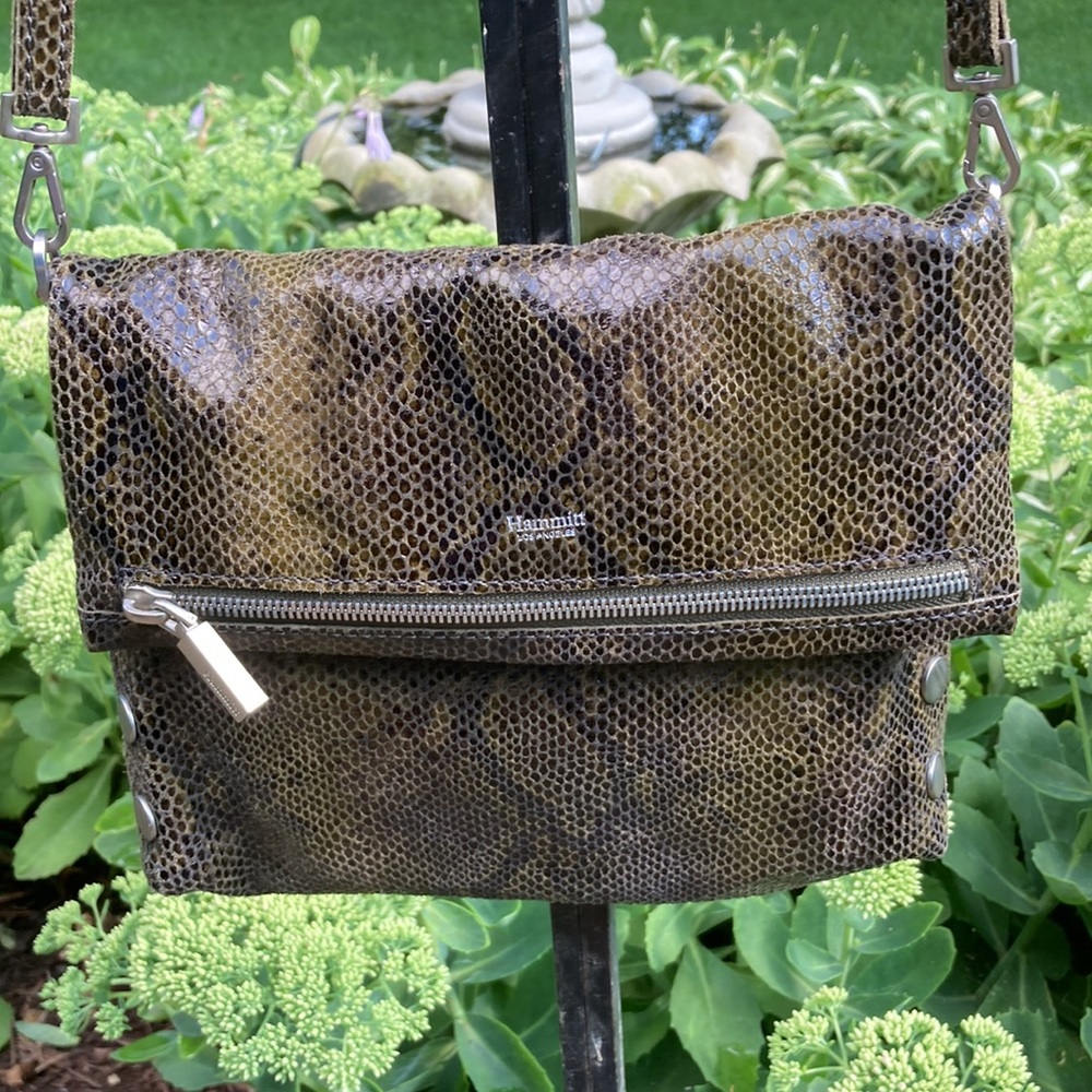 Hammitt medium VIP Python look leather clutch or over the body. EUC